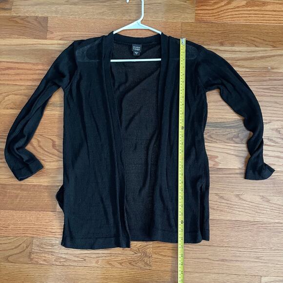 Eileen Fisher Open Front Cardigan Sweater Womens Small Black Casual Lightweight - Picture 6 of 7